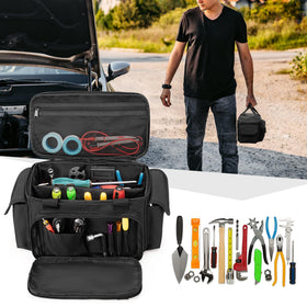 Rexmica small tool bag full opening zipper for easy access to tools.