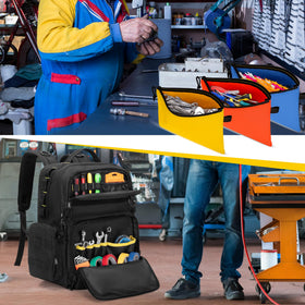 Rexmica Tool Backpack two-way zipper opening enables quick tool access
