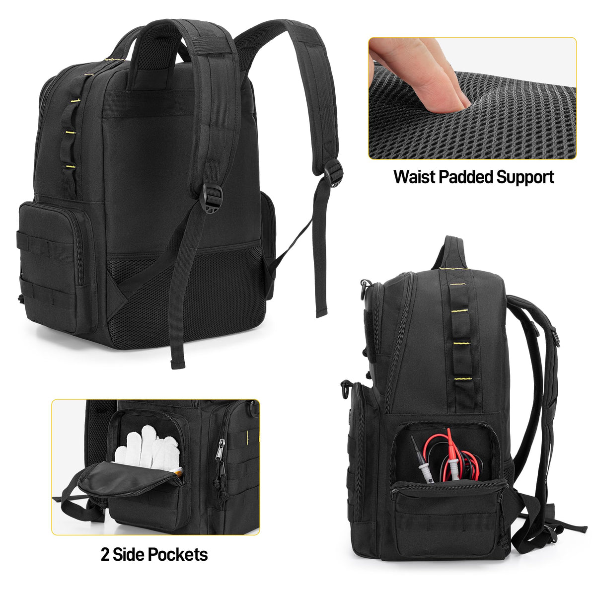 Rexmica Tool Backpack waist pad provides stable all-day comfort
