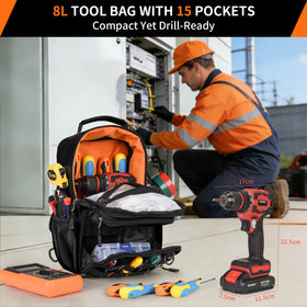 Rexmore 15-pocket organizer with transparent pockets for quick tool access.