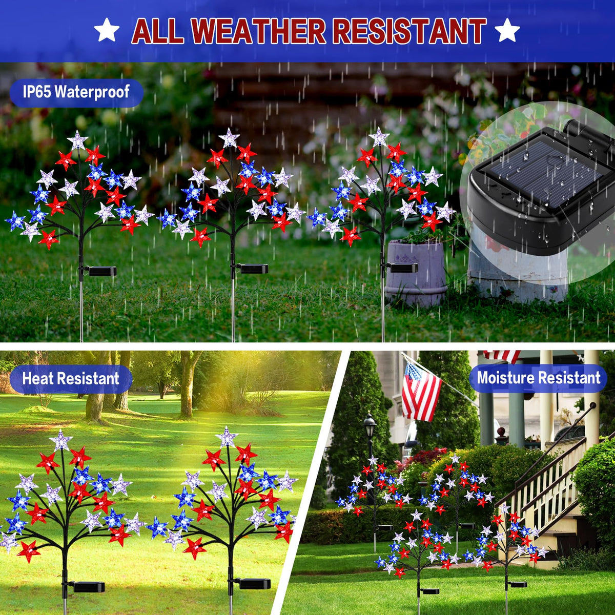 ReyeeInc outdoor stake lights line walkways for Memorial Day.