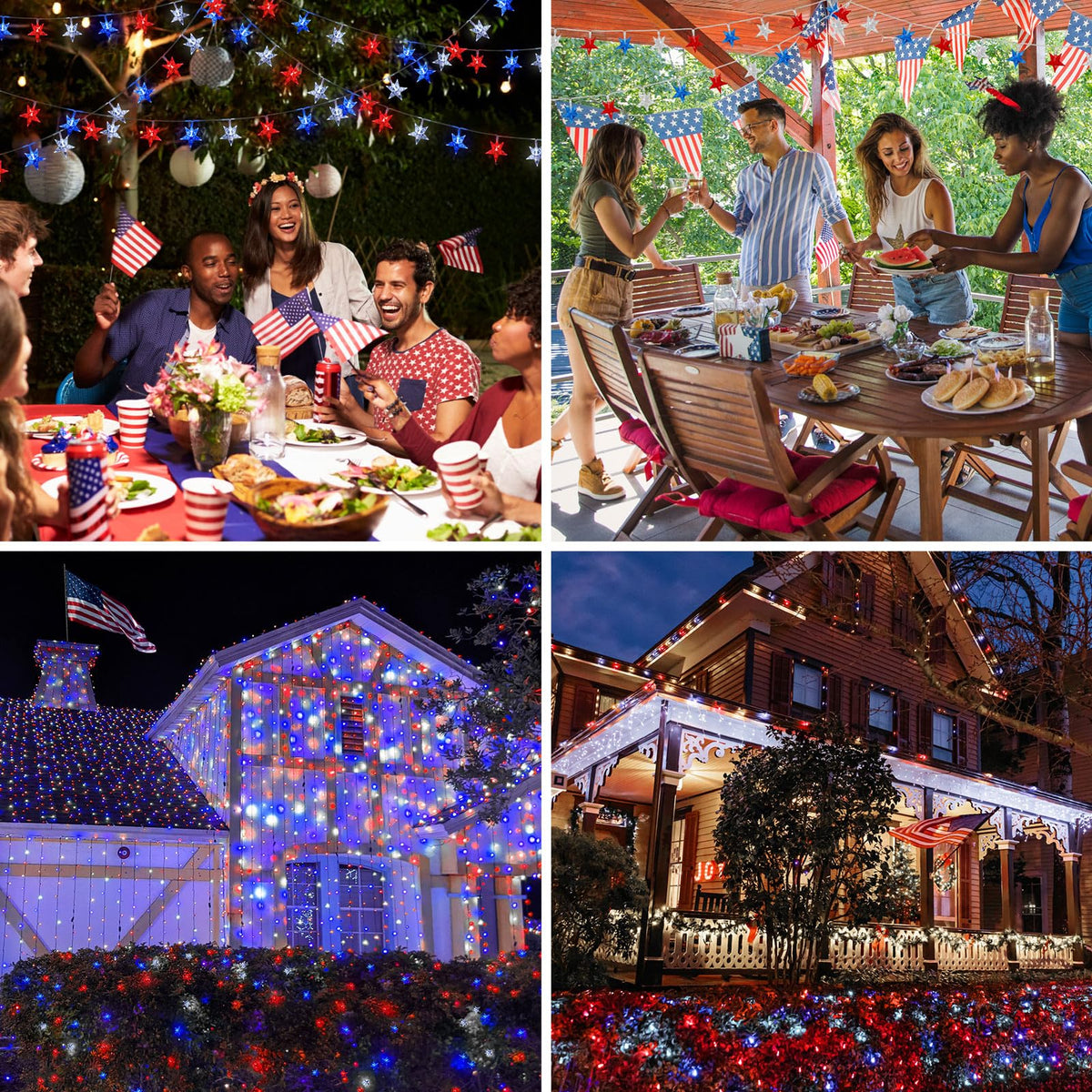 ReyeeInc Solar 4th of July 100 Stars night sky backdrop glows warmly.