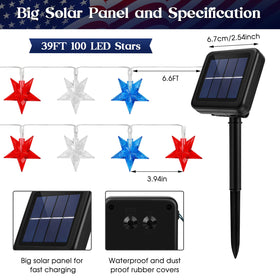 ReyeeInc Solar 4th of July 100 Stars waterproof outdoor setup withstands weather.