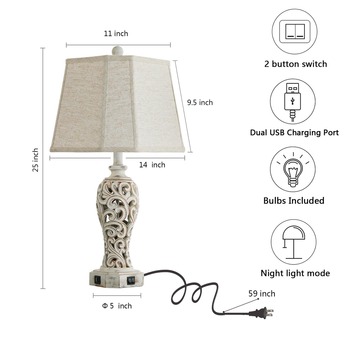Reyokale energy-saving bulb included for long-lasting use