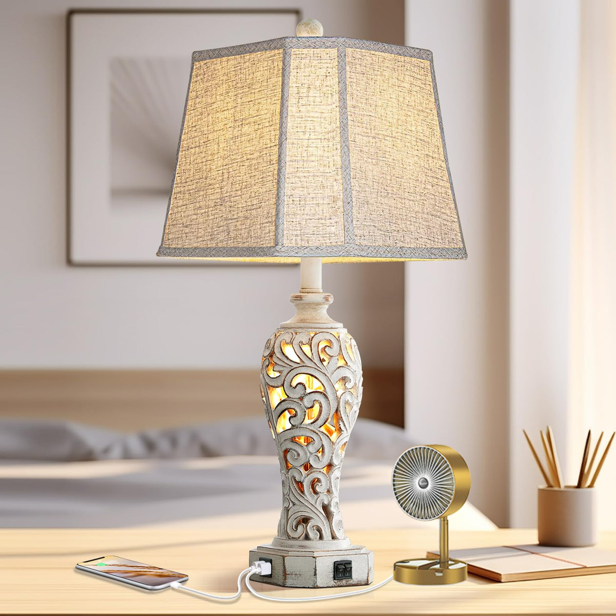 Reyokale nightstand setup in a cozy bedroom