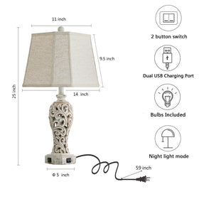 Reyokale resin lamp in aged washed white finish for vintage charm