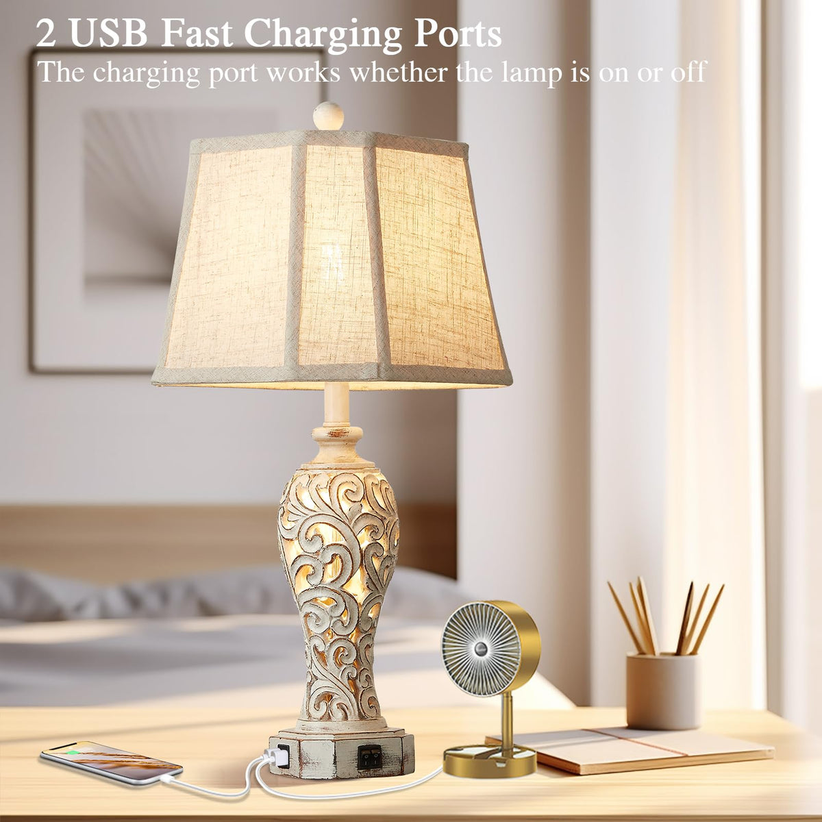 Reyokale rustic lamp showcasing floral hollow pattern