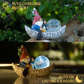 Rezpuao gnome sculpture for patio creates whimsical focal point on porches.