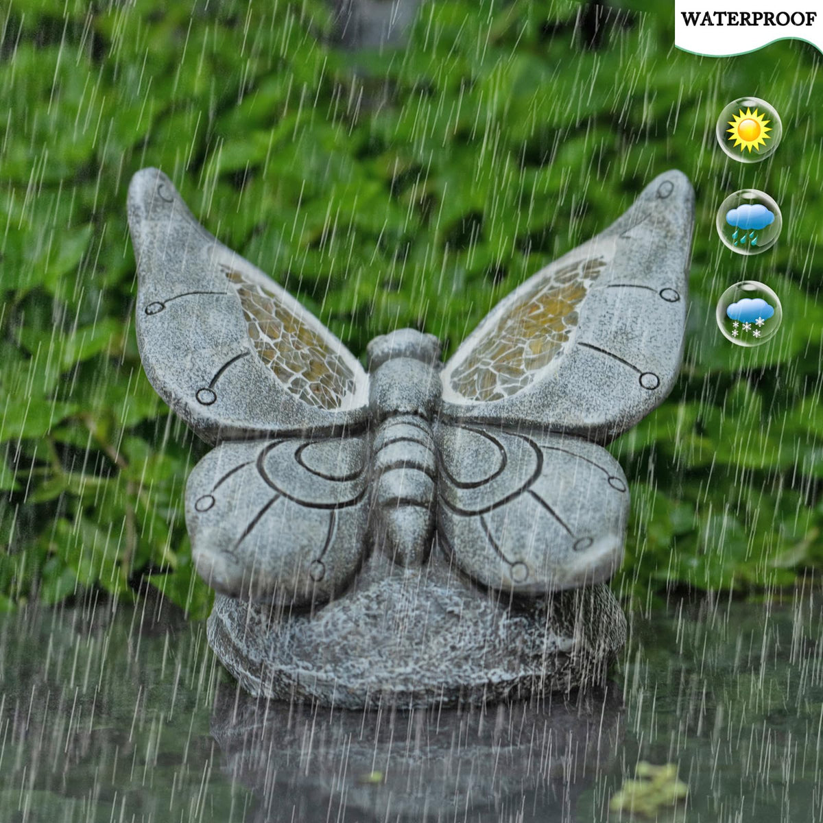 Rezpuao outdoor butterfly figurine with UV coating for lasting color.
