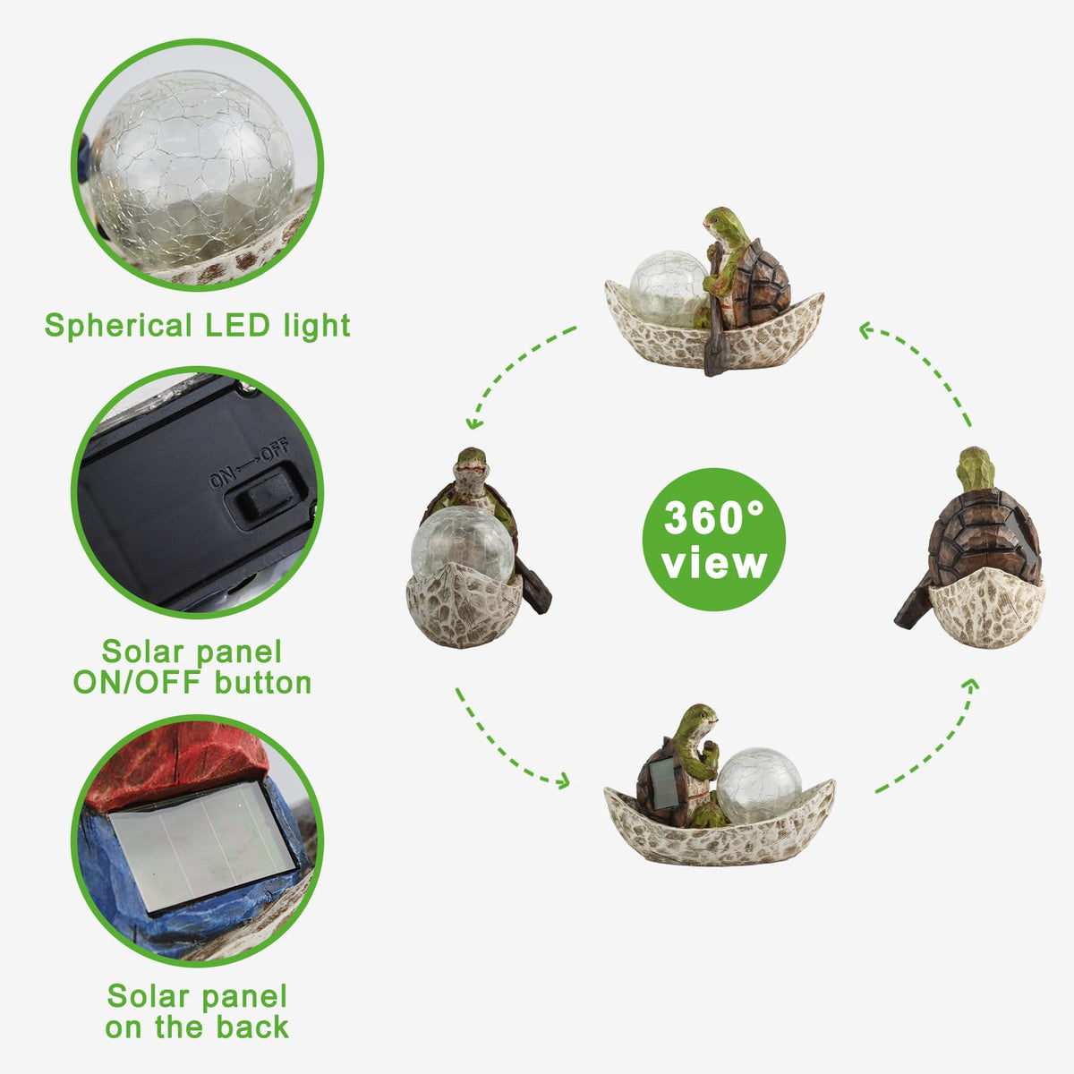 Rezpuao outdoor turtle figurine in weatherproof resin stands up to the elements.