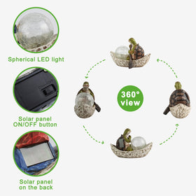Rezpuao outdoor turtle figurine in weatherproof resin stands up to the elements.