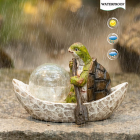 Rezpuao turtle statue measures 8.58 by 4.8 by 5.51 inches.
