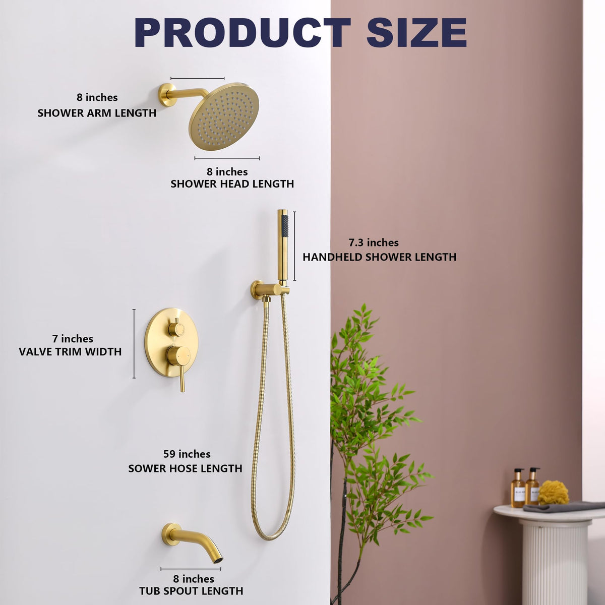 RF SUNUAN 8-inch tub spout for fast bathtub filling