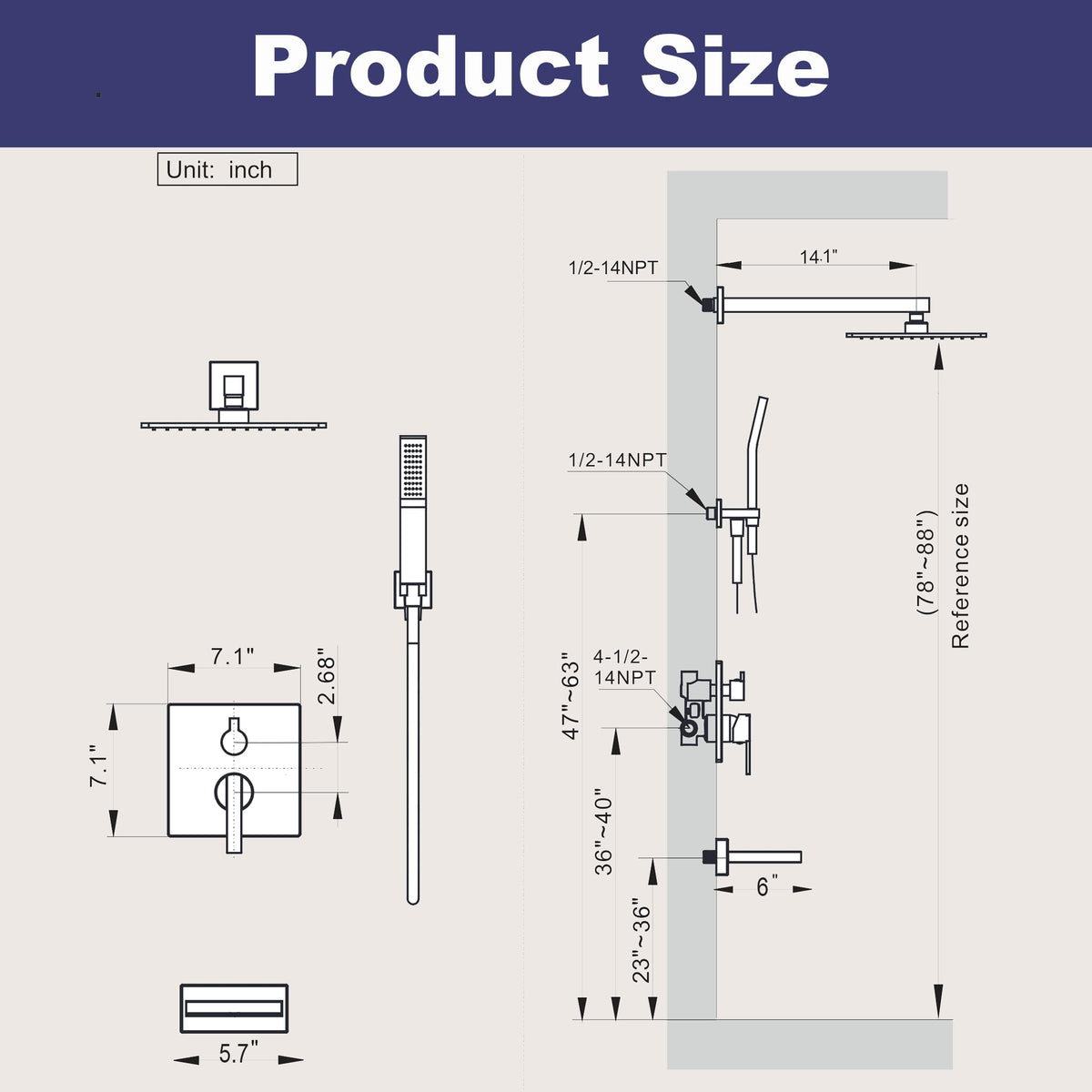 RF SUNUAN easy-clean shower system wear-resisting surface