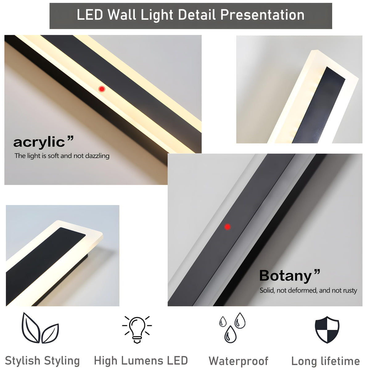 RGZZUP 2-Pack black rectangular frame enhances contemporary exterior aesthetics.