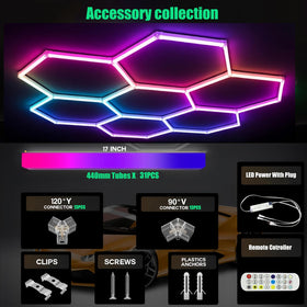 RGZZUP hexagon lights arranged in honeycomb pattern demonstrating versatile shapes