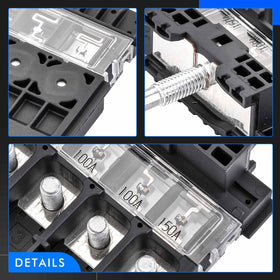 Rhacoziauto five-fuse six-terminal design protects multiple circuits.