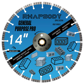 Rhapsody 14-Inch diamond concrete saw blade for fast, precise cuts in concrete.