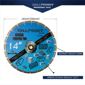 Rhapsody diamond blade with segmented design enabling efficient material removal.
