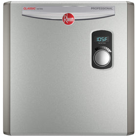 Rheem RTEX-24 front view showing compact size for tight spaces