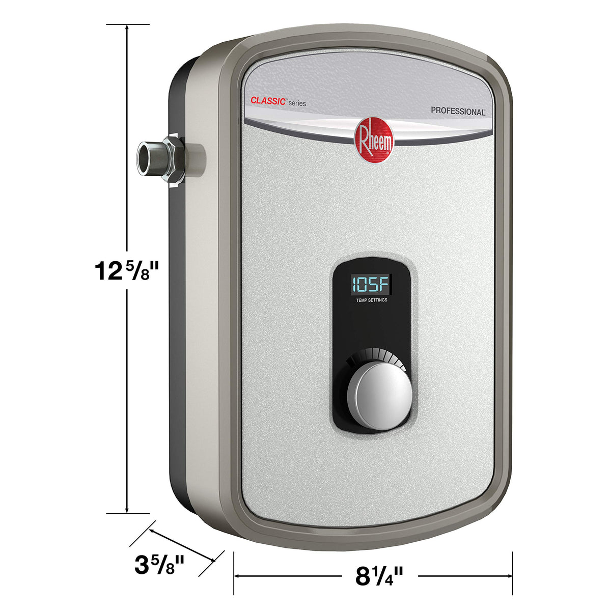 Rheem RTEX-11 digital temperature display aiding quick hot water control