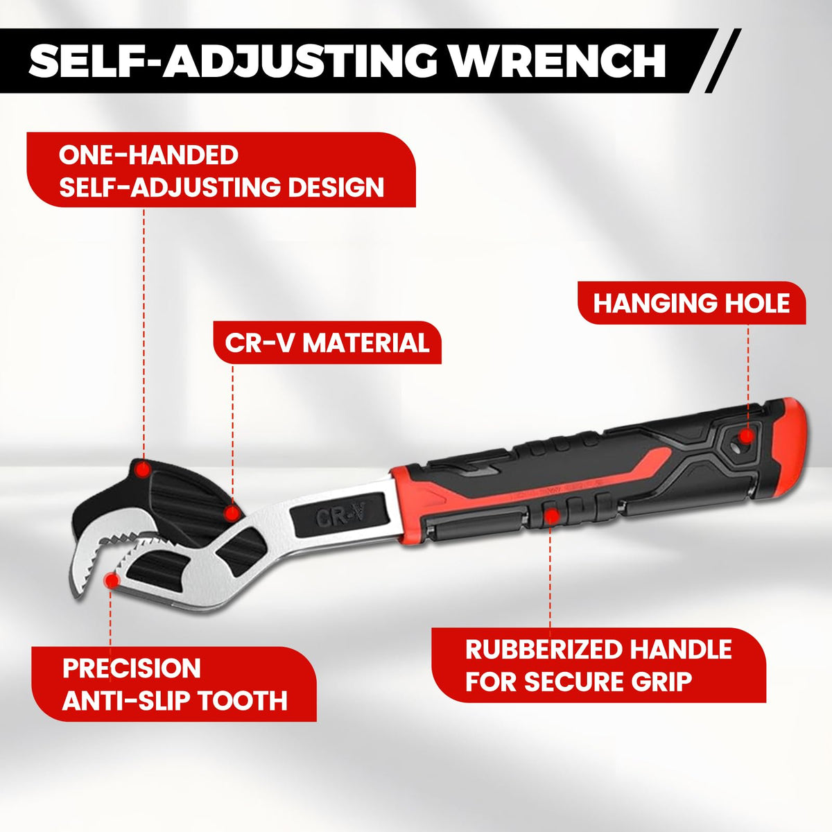 Rhevosil 8in wrench set angled view for quick one-handed grip