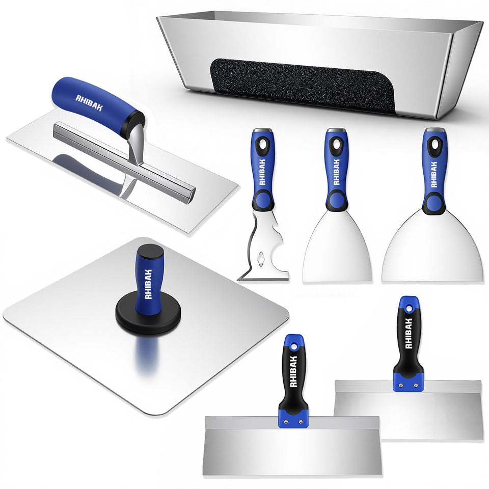 Rhibak aluminum hawk 13x13 shows ergonomic grip for smooth plastering.