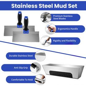 Rhibak 3-inch putty knife enables quick gaps and repairs.