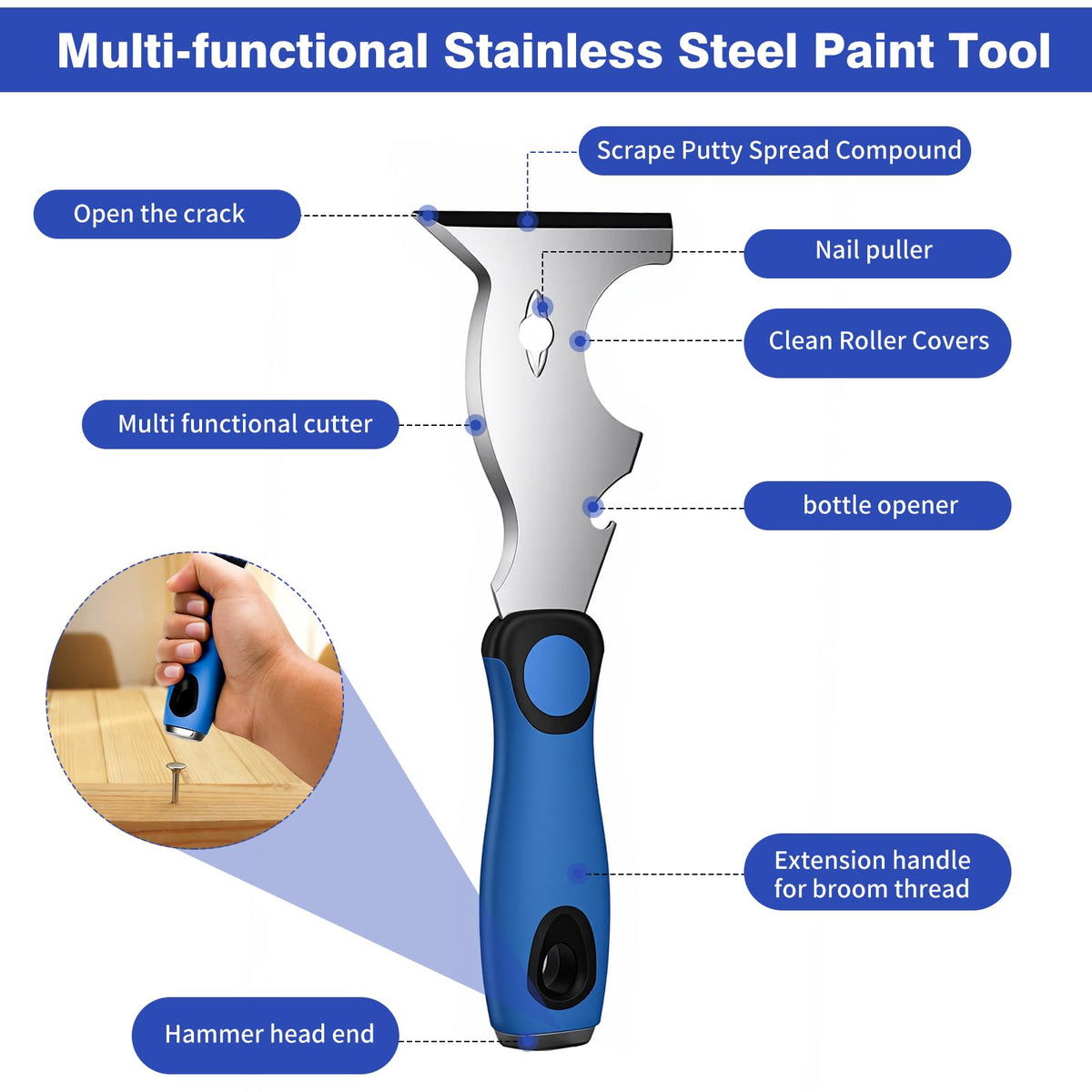 Rhibak 6-inch putty knife smooths patches and fills larger areas.
