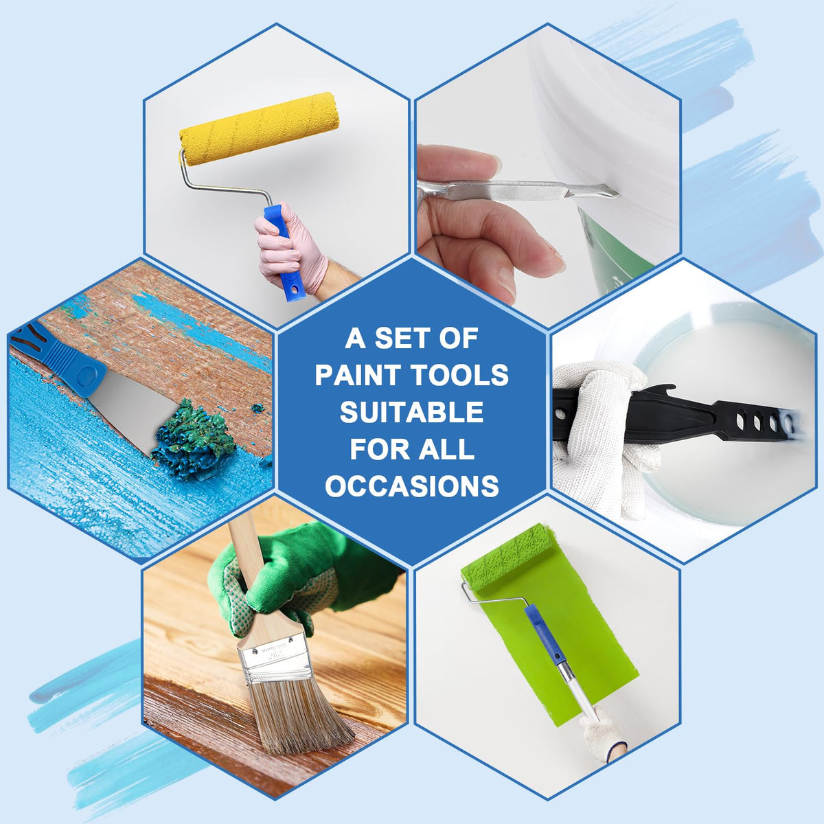 Rhibak stirring rod and scraper ensure even paint consistency