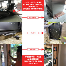 Rhino Strong leveling tool kit shown aiding window installation.