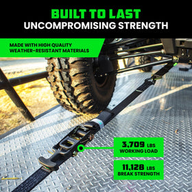 Rhino USA axle straps keep vehicles steady during transit