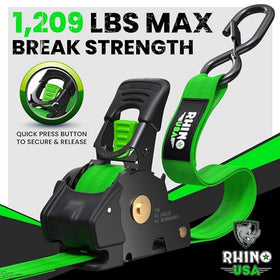 Rhino USA button retract mechanism demonstrated for quick strap retraction