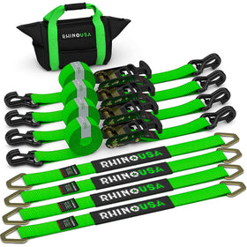 Rhino USA car hauler strap 4-pack front view for secure trailer tie-downs.