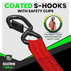 Rhino USA coated-full-bend s-hooks protect anchor points and cargo.