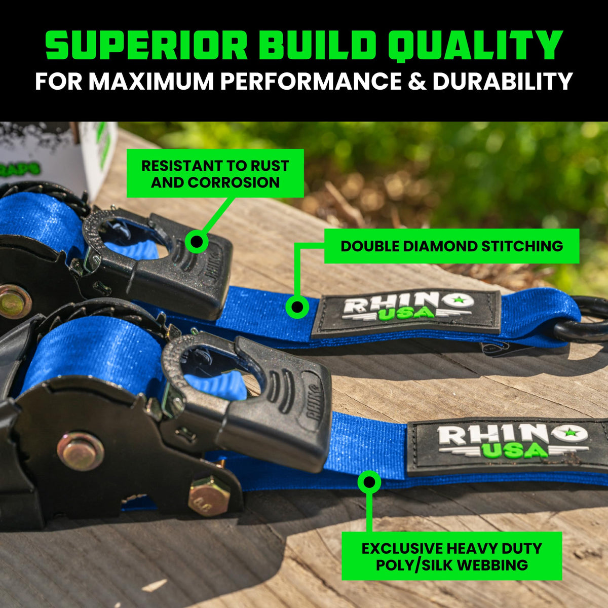 Rhino USA electro-plated ratchet for durable, long-lasting performance