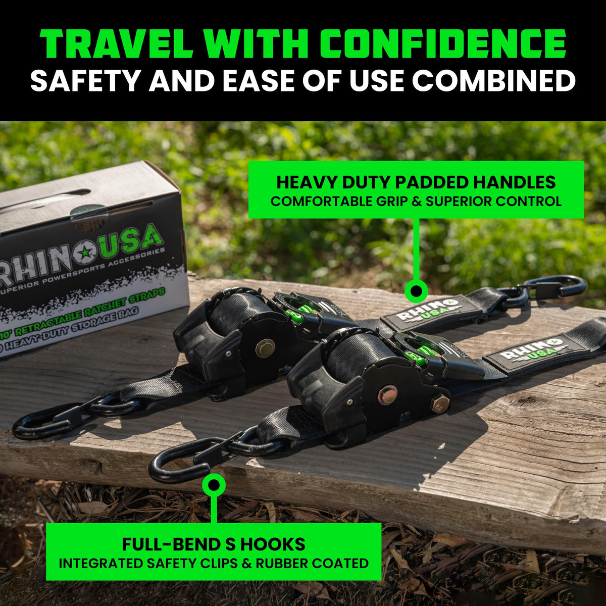 Rhino USA ergonomic padded handle for comfortable operation.