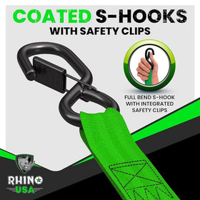 Rhino USA full bend S-hooks are coated for reduced wear during mounting.