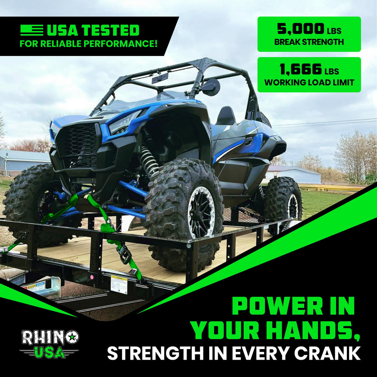 Rhino USA green kit ready for versatile cargo securing on the go.
