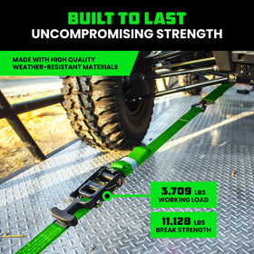 Rhino USA J-hooks close-up on heavy-duty straps protect vehicle surfaces.