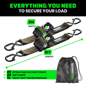 Rhino USA motorcycle secured with Realtree APX camo strap.
