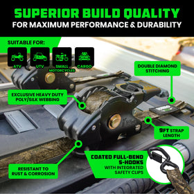 Rhino USA padded handle close-up emphasizes comfortable operation during tensioning.