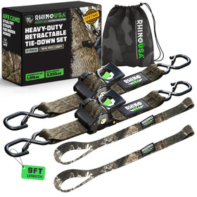 Rhino USA Realtree APX camo strap set with dual retractables for secure outdoor hauling.