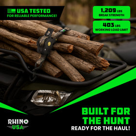 Rhino USA Realtree APX camo straps in use for outdoor hauling.