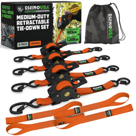 Rhino USA retractable strap extended for quick secure cargo tie-down