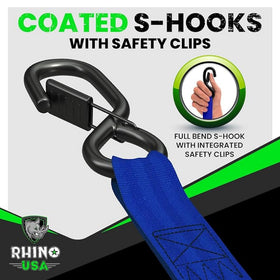 Rhino USA coated full-bend S-hooks protecting cargo and mounting points