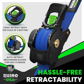 Rhino USA ergonomic padded-handle ratchet strap for comfortable loading
