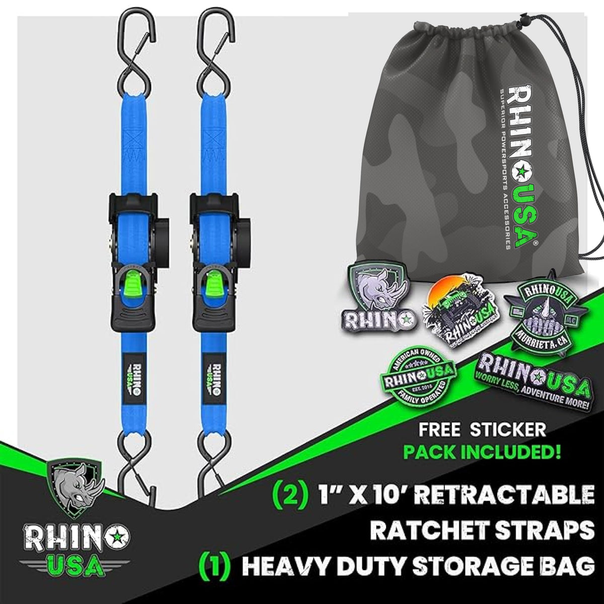Rhino USA soft loop tie downs included for versatile anchor points