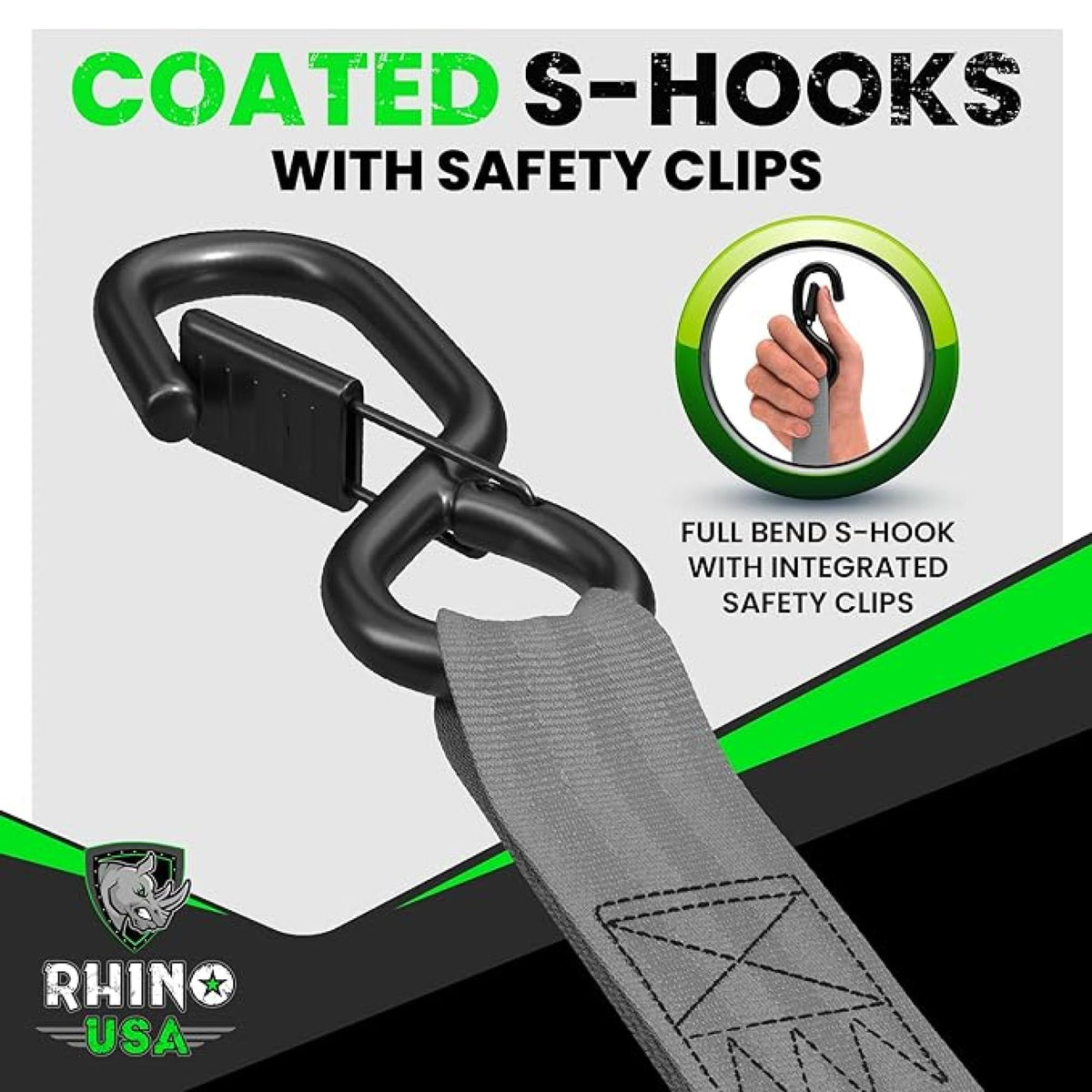 Rhino USA soft loop tie-downs included for versatile roof rack anchoring