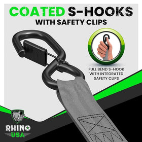Rhino USA soft loop tie-downs included for versatile roof rack anchoring